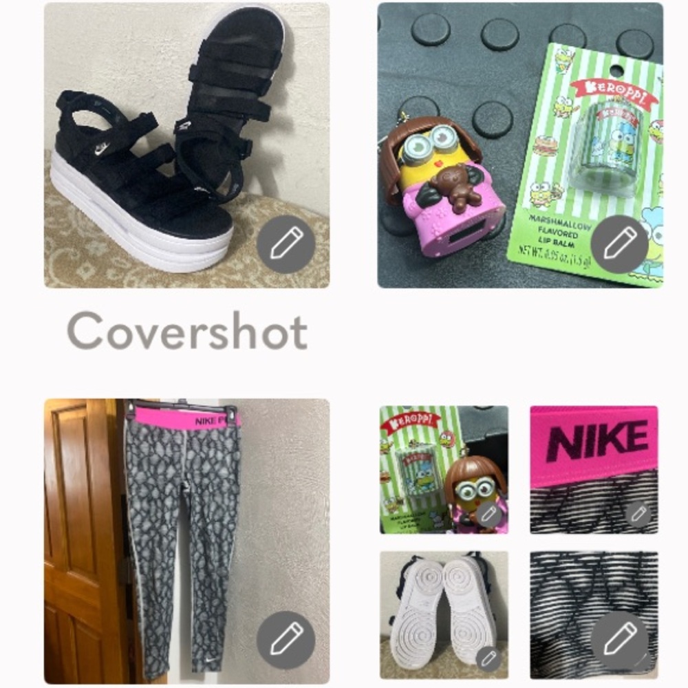 NIKE Platform🖤Sandal 10+Nike Stretch Pro pant szM+KEROPPI👄 balm+Minion🧸🔑⛓️